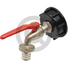 Adapter IBC wersja bardzo krótka (duże o S60x6 z mosiężnym zaworem kulowym 3/4” i króćcem węża Ø 19 mm