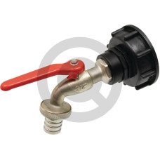 Adapter IBC, wersja krótka S60x6 z mosiężnym zaworem kulowym 3/4”, uszczelką i króćcem węża Ø 19 mm