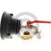 Adapter IBC, wersja krótka S100x8 z mosiężnym zaworem kulowym i zatrzaskowym przyłączem kurka z tworzywa