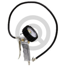 Pistolet do pompowania opon, bez kalibro podwójna skala 0 - 12 bar / 0 - 170 psi, z poziomym manometrem 90 mm,wersja wzmocniona, wąż 850 mm